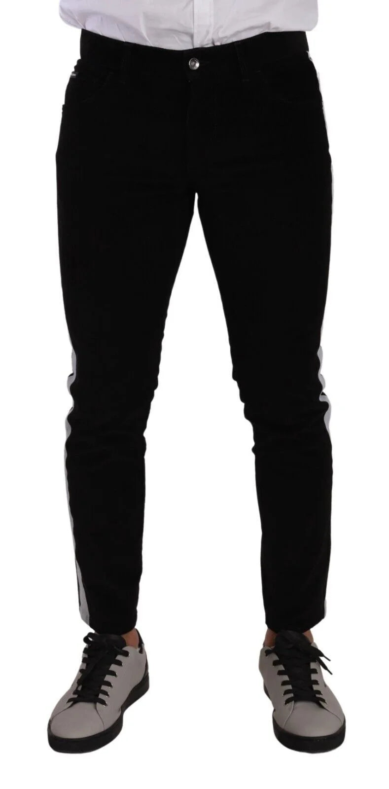 Dolce & Gabbana Black Cotton Stretch Skinny Corduroy Jeans - IT48 | M - Jeans