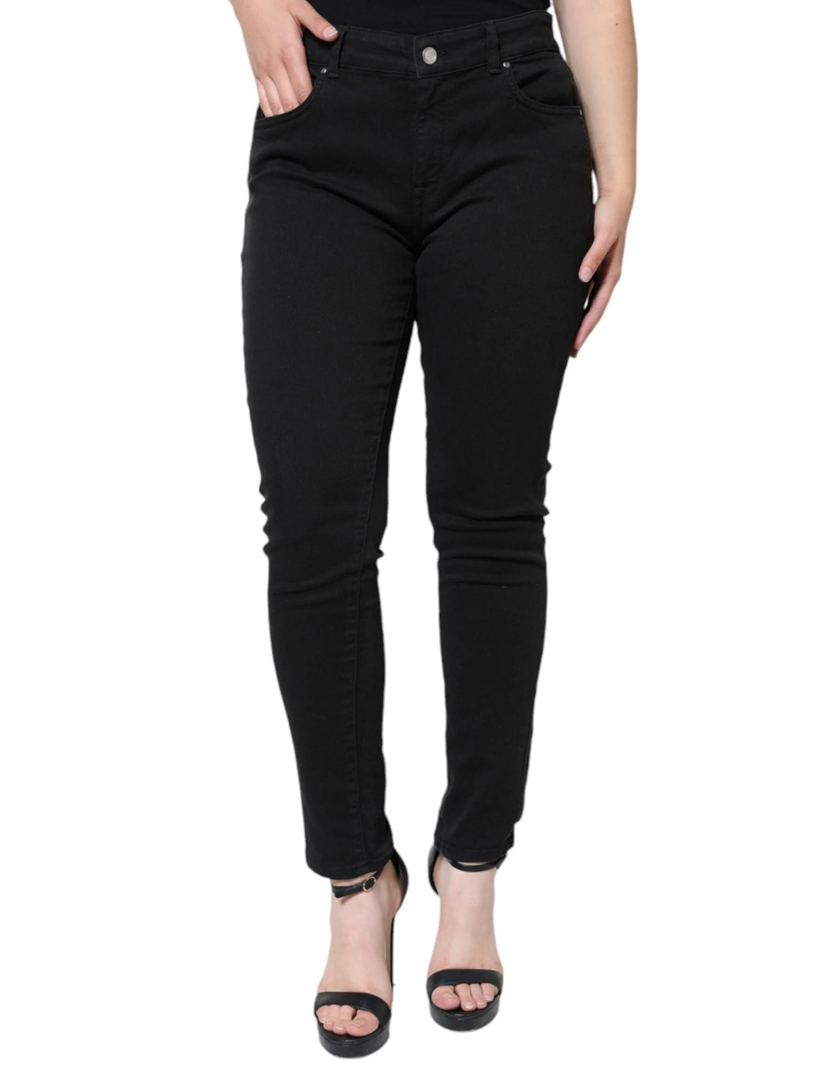 Dolce & Gabbana Musta Puuvillastriimaus Skinny Farkut - IT46|XL