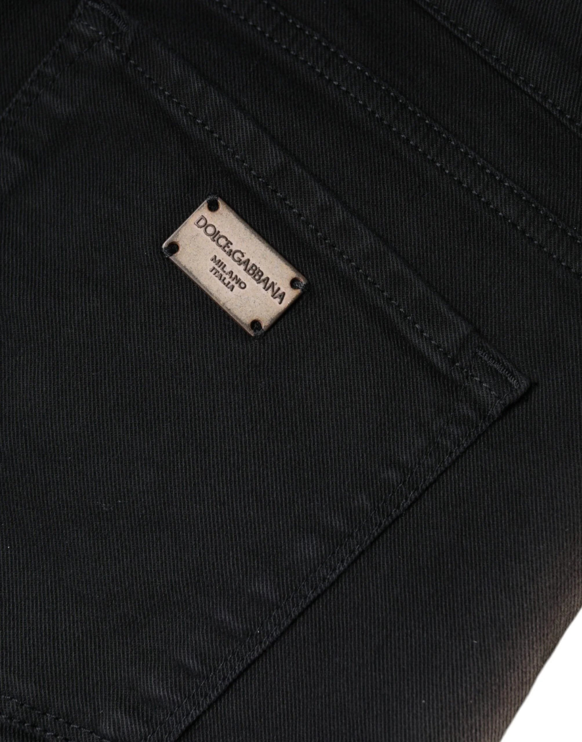 Dolce & Gabbana Musta Puuvillastriimaus Skinny Farkut - IT46|XL