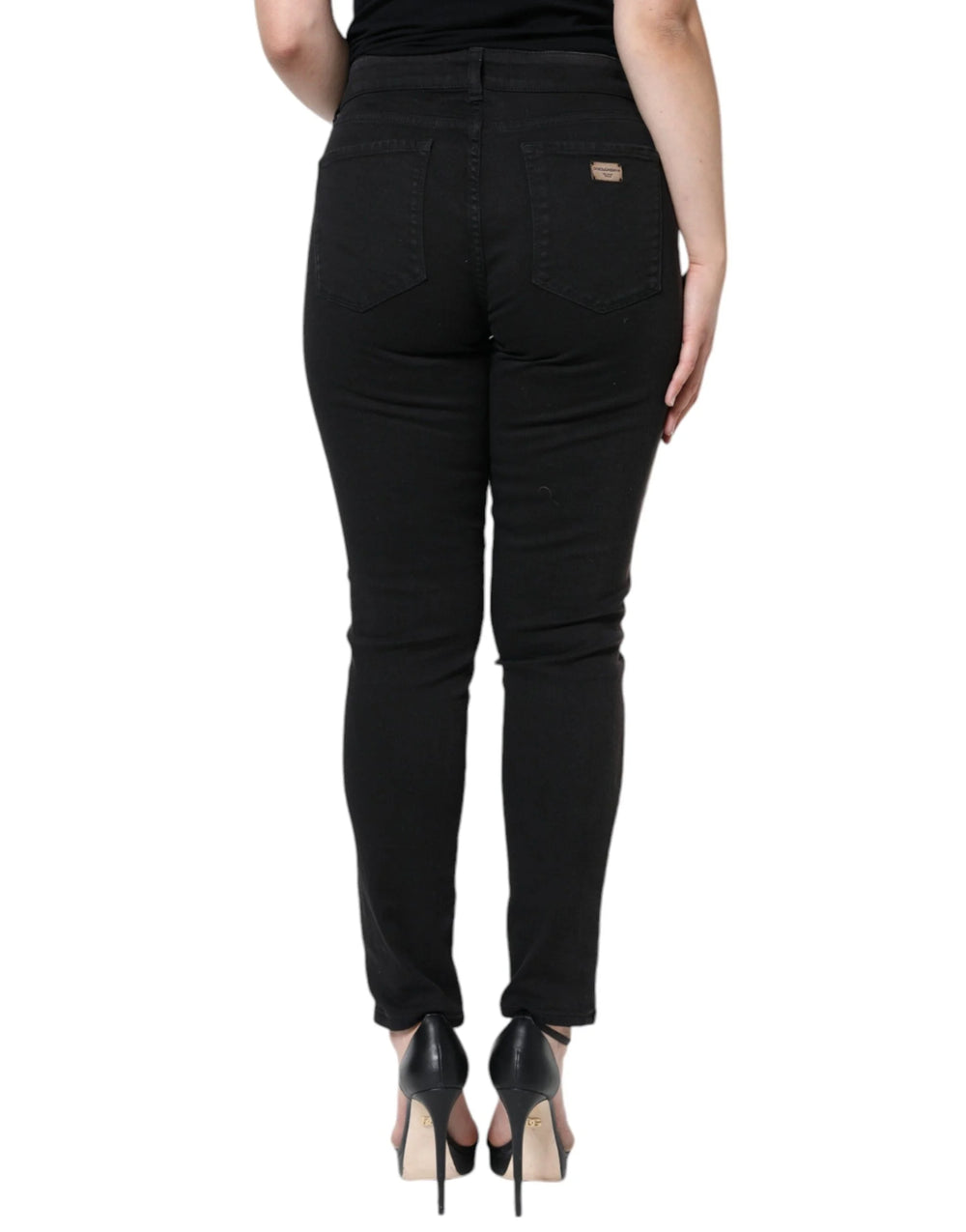 Dolce & Gabbana Musta Puuvillastriimaus Skinny Farkut - IT46|XL