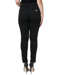 Dolce & Gabbana Musta Puuvillastriimaus Skinny Farkut - IT46|XL