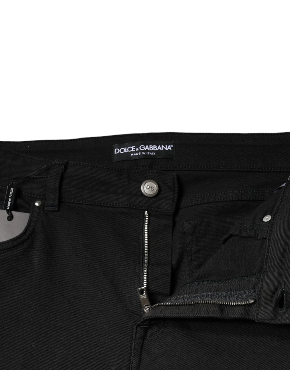 Dolce & Gabbana Musta Puuvillastriimaus Skinny Farkut - IT46|XL