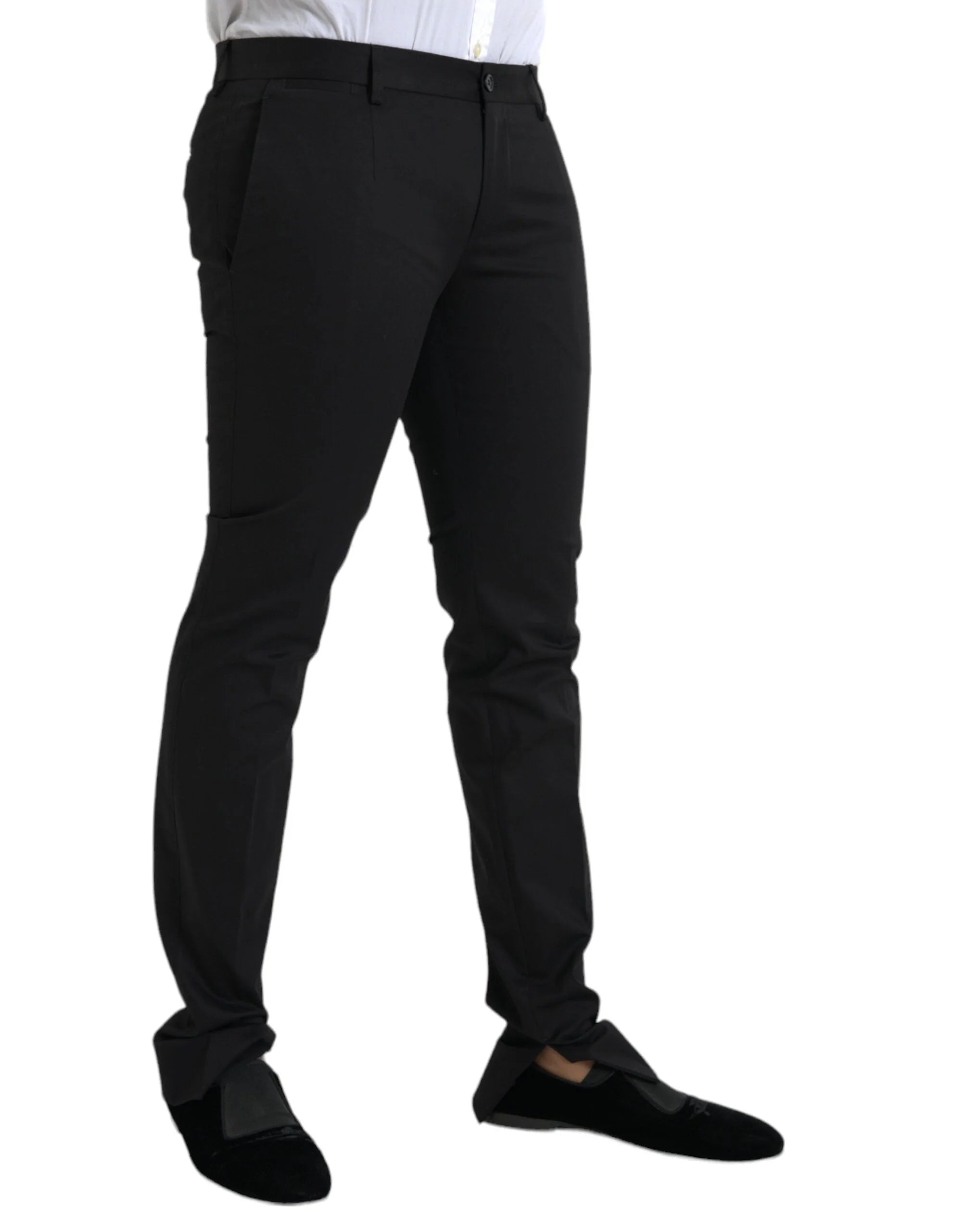 Dolce & Gabbana Black Cotton Stretch Skinny Dress Pants - IT50 | L - Trousers
