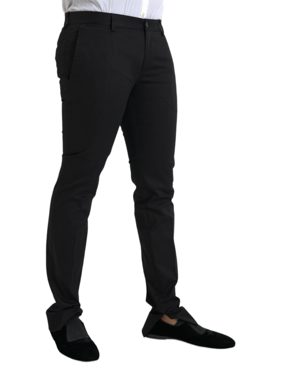 Dolce & Gabbana Black Cotton Stretch Skinny Dress Pants - IT50 | L - Trousers