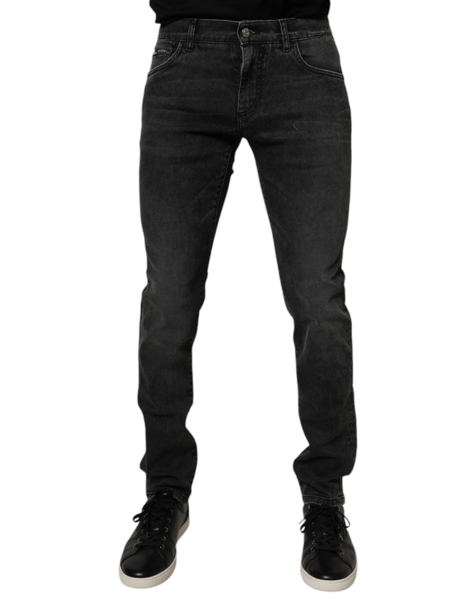 Dolce & Gabbana Black Cotton Stretch Skinny Men Denim Jeans - Jeans