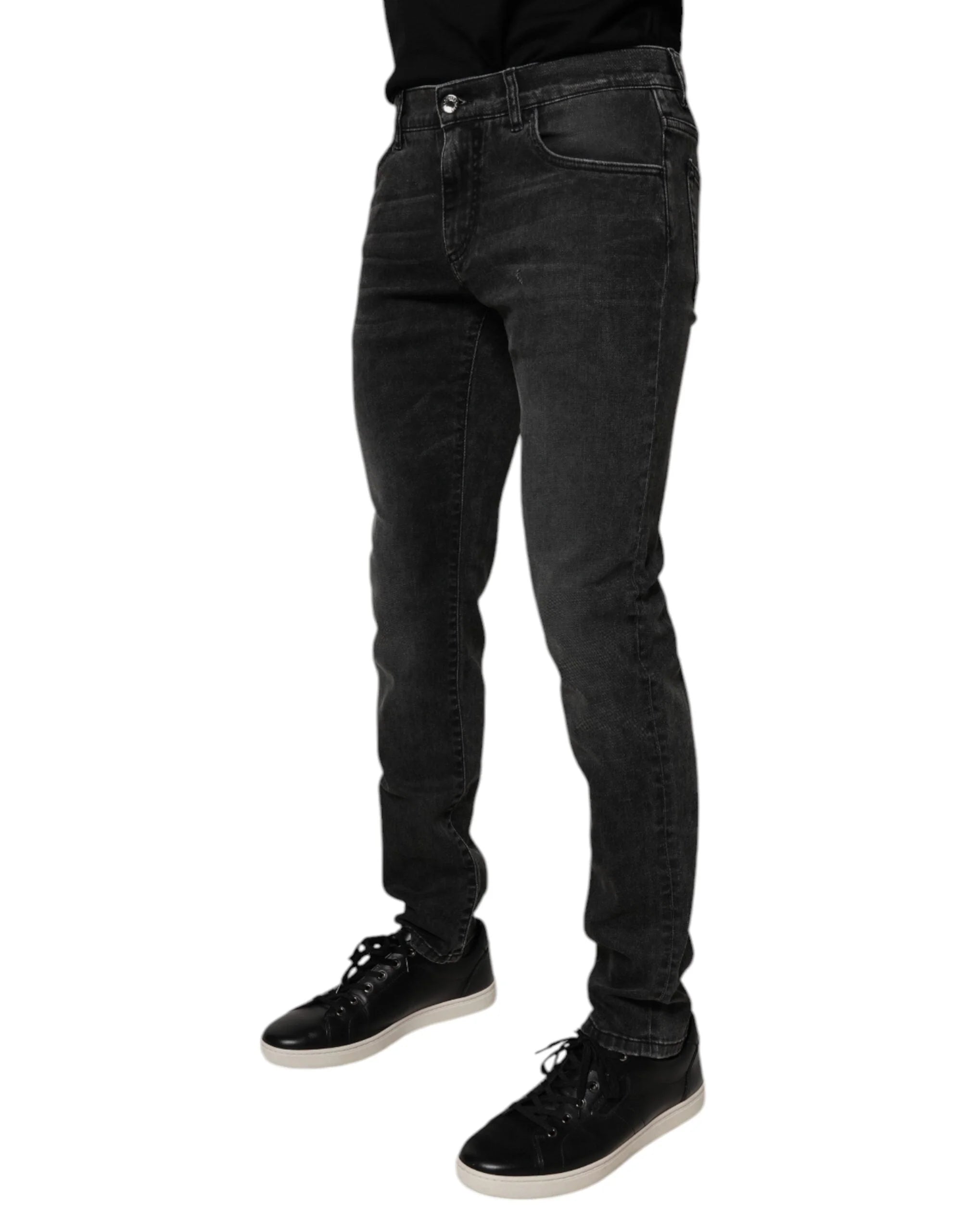 Dolce & Gabbana Black Cotton Stretch Skinny Men Denim Jeans - Jeans