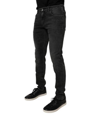 Dolce & Gabbana Black Cotton Stretch Skinny Men Denim Jeans - Jeans