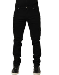 Dolce & Gabbana Black Cotton Stretch Skinny Men Denim Jeans - IT52 | XL