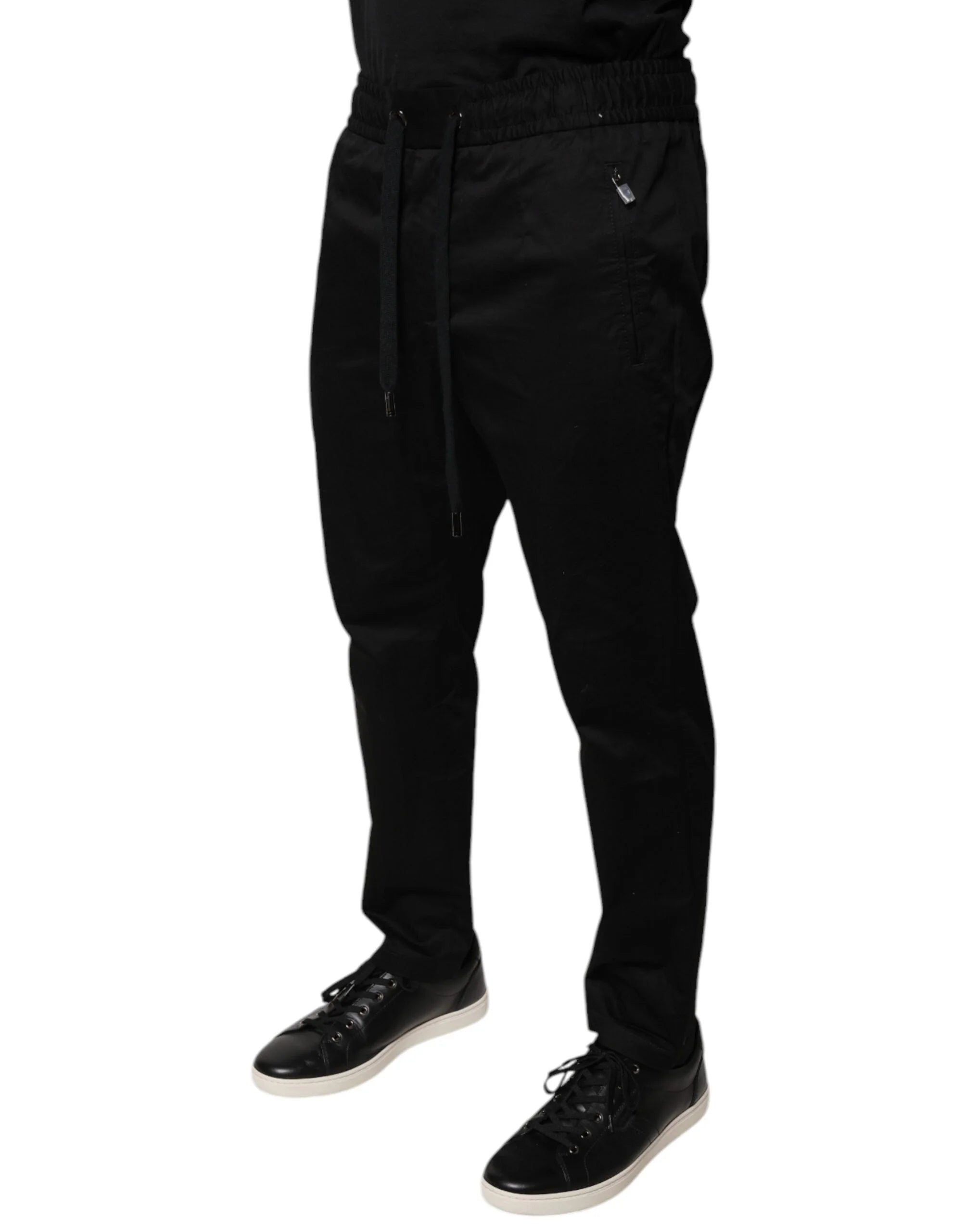 Dolce & Gabbana Black Cotton Stretch Skinny Sweatpants Pants - IT48 | M - Sweatpants