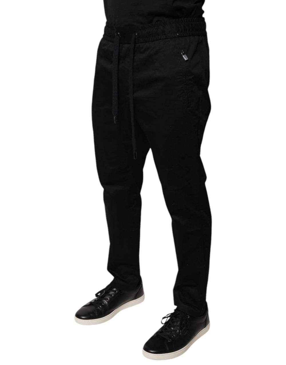 Dolce & Gabbana Black Cotton Stretch Skinny Sweatpants Pants - IT48 | M - Sweatpants