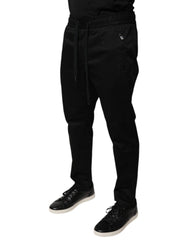 Dolce & Gabbana Black Cotton Stretch Skinny Sweatpants Pants - IT48 | M - Sweatpants