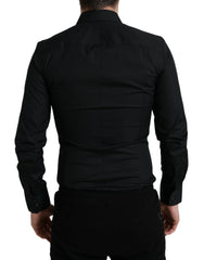 Dolce & Gabbana Black Cotton Stretch Slim Formal Dress Shirt - IT38 | XS - Shirts