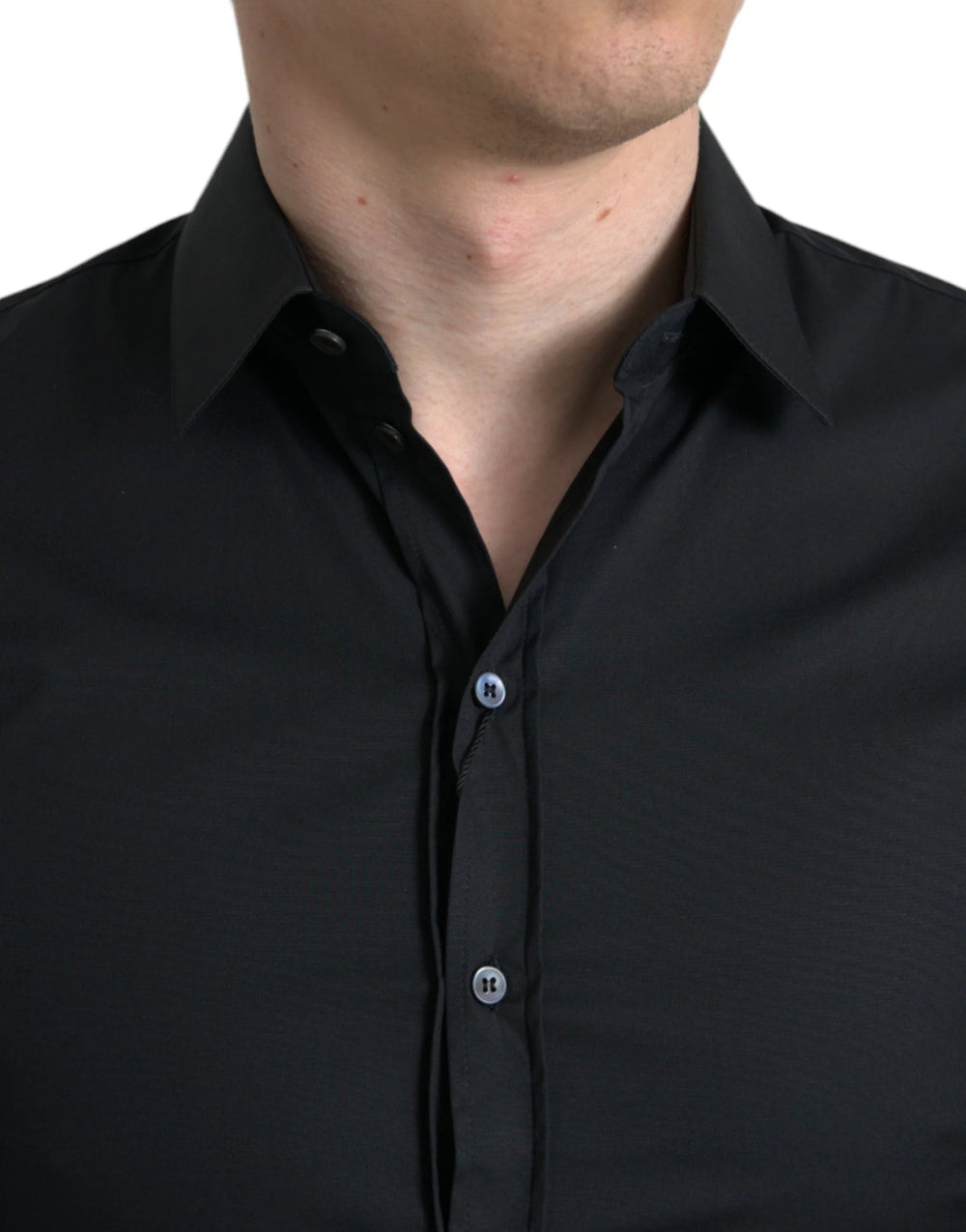 Dolce & Gabbana Black Cotton Stretch Slim Formal Dress Shirt - IT38 | XS - Shirts