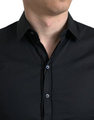 Dolce & Gabbana Black Cotton Stretch Slim Formal Dress Shirt - IT38 | XS - Shirts