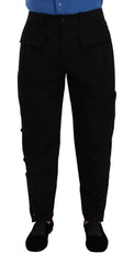 Dolce & Gabbana Black Cotton Stretch Tapered Cargo Pants - IT48 | M - Cargo Pants