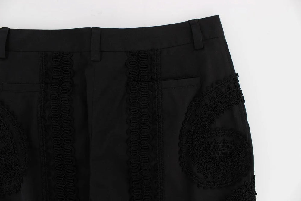 Dolce & Gabbana Black Cotton Stretch Torero Capris Pants - Trousers