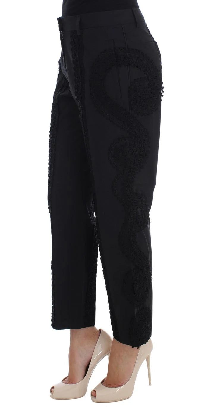 Dolce & Gabbana Black Cotton Stretch Torero Capris Pants - Trousers