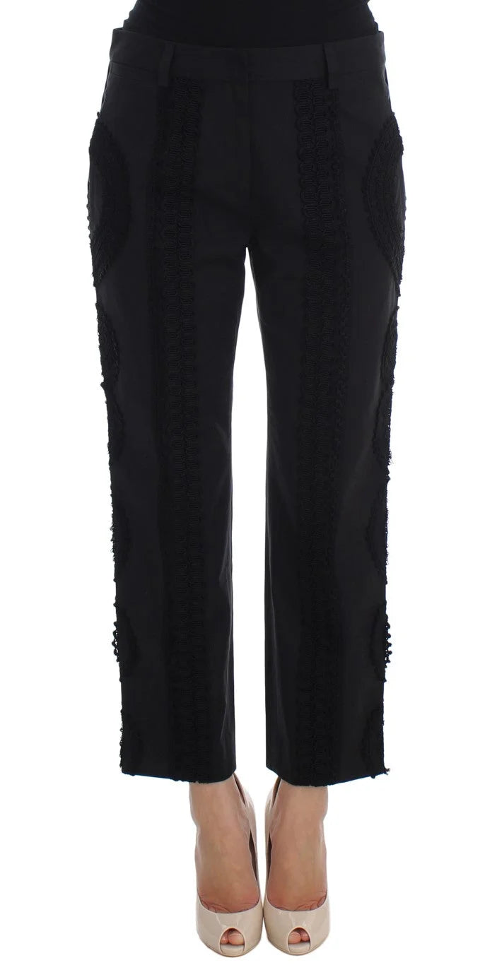 Dolce & Gabbana Black Cotton Stretch Torero Capris Pants - Trousers