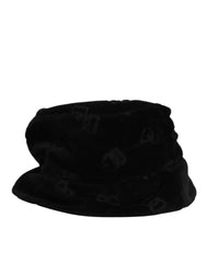 Dolce & Gabbana Black Cotton Suede Bucket Logo Capello Hat - 57 cm|S - Bucket Hats