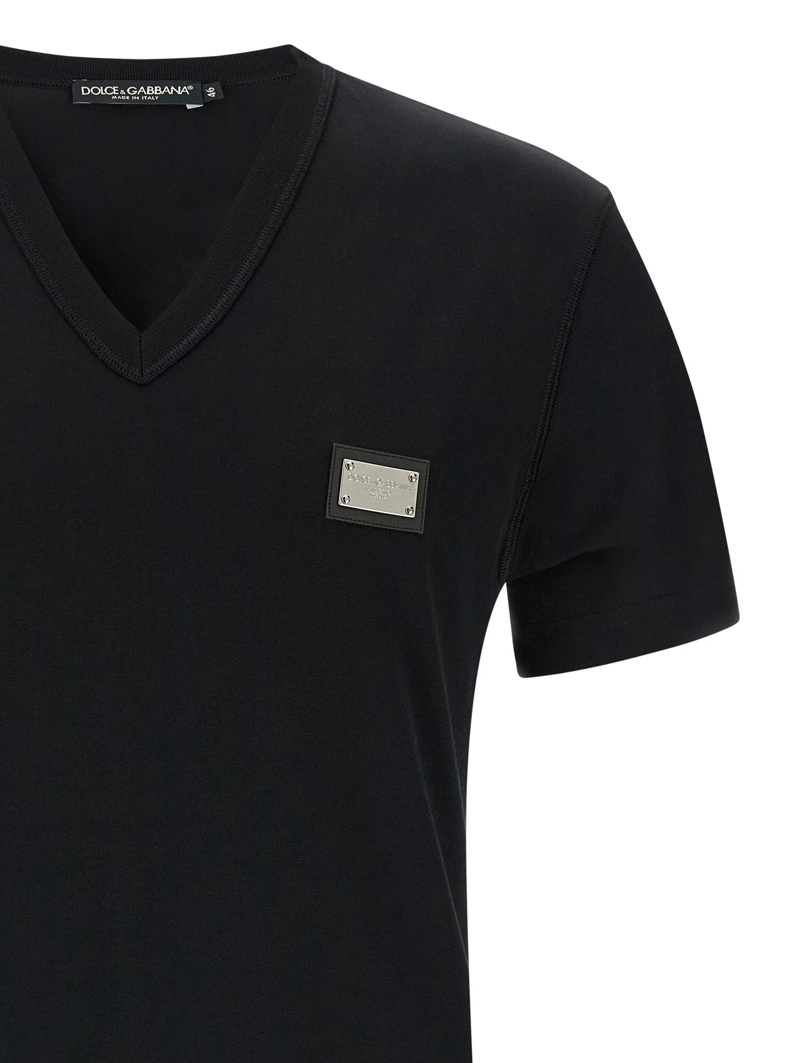 Dolce & Gabbana Black Cotton T-Shirt - IT46 | S