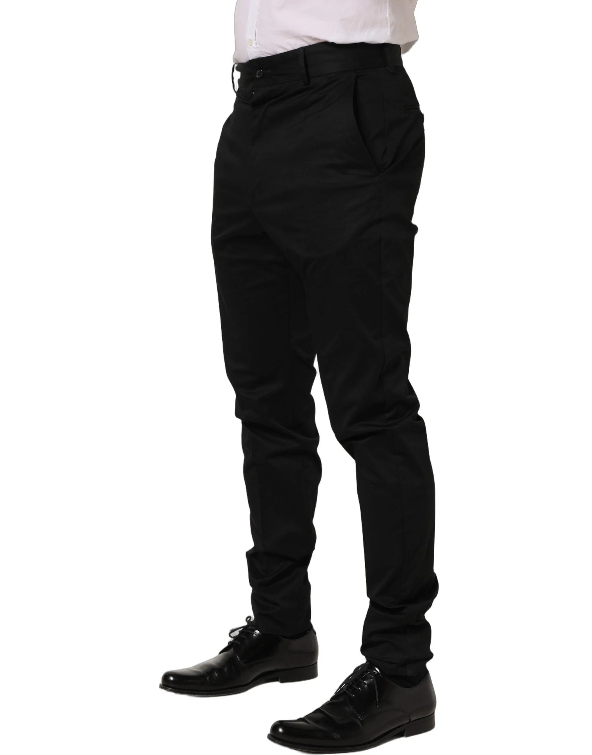 Dolce & Gabbana Black Cotton Tapered Leg Dress Trouser Pants - IT48 | M