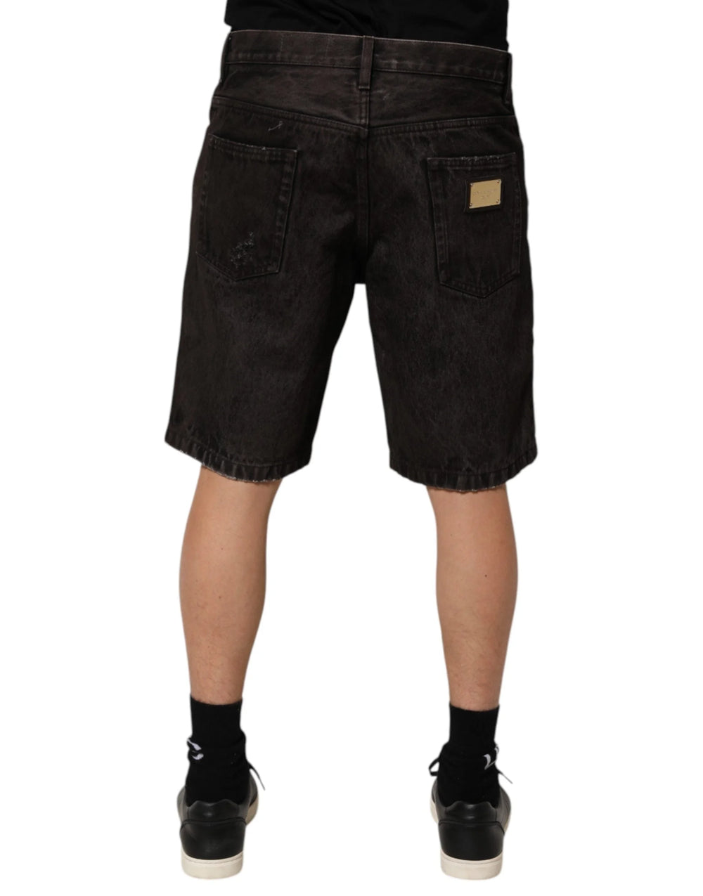 Dolce & Gabbana Black Cotton Tattered Denim Men Bermuda Short - IT48 | M - Bermudas