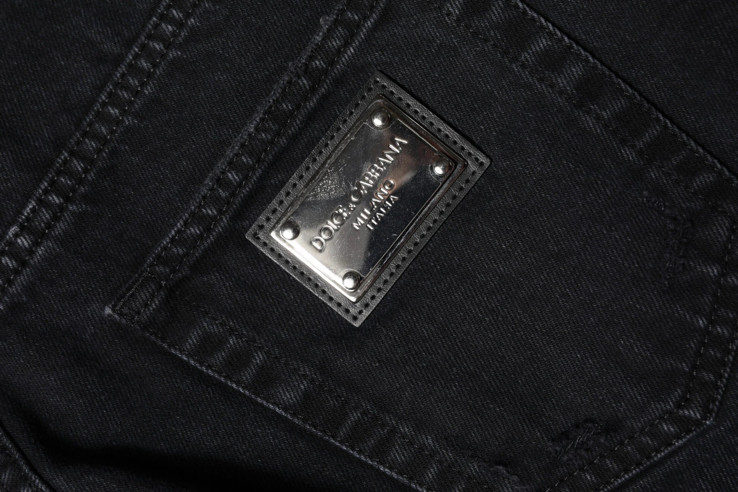 Dolce & Gabbana Black Cotton Tattered Mid Waist Denim Jeans - IT40|S