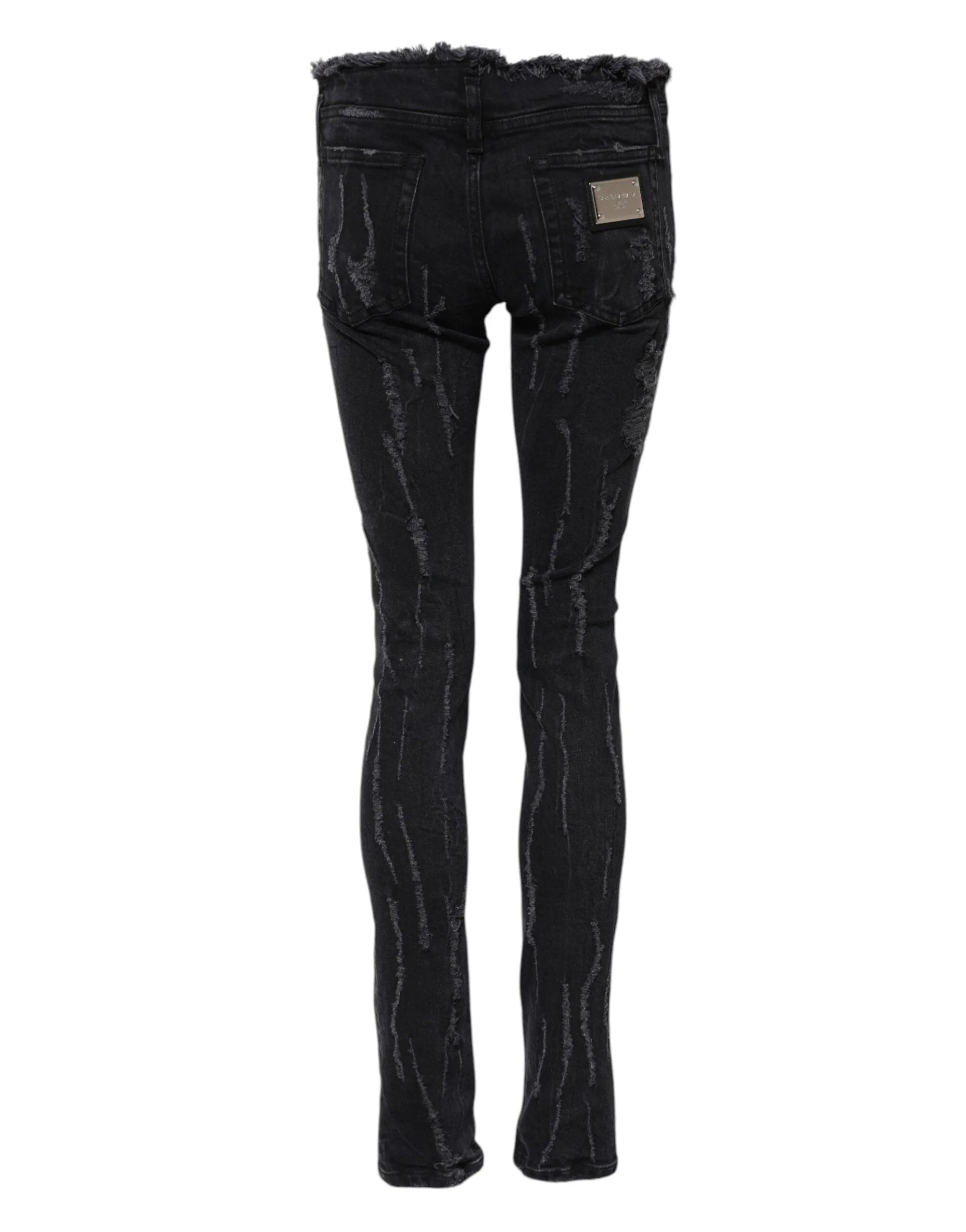 Dolce & Gabbana Black Cotton Tattered Skinny Denim Jeans - IT40|S - Jeans