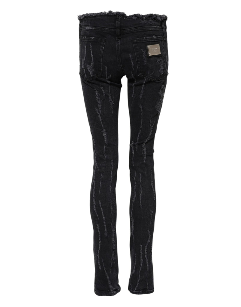 Dolce & Gabbana Black Cotton Tattered Skinny Denim Jeans - IT40|S - Jeans