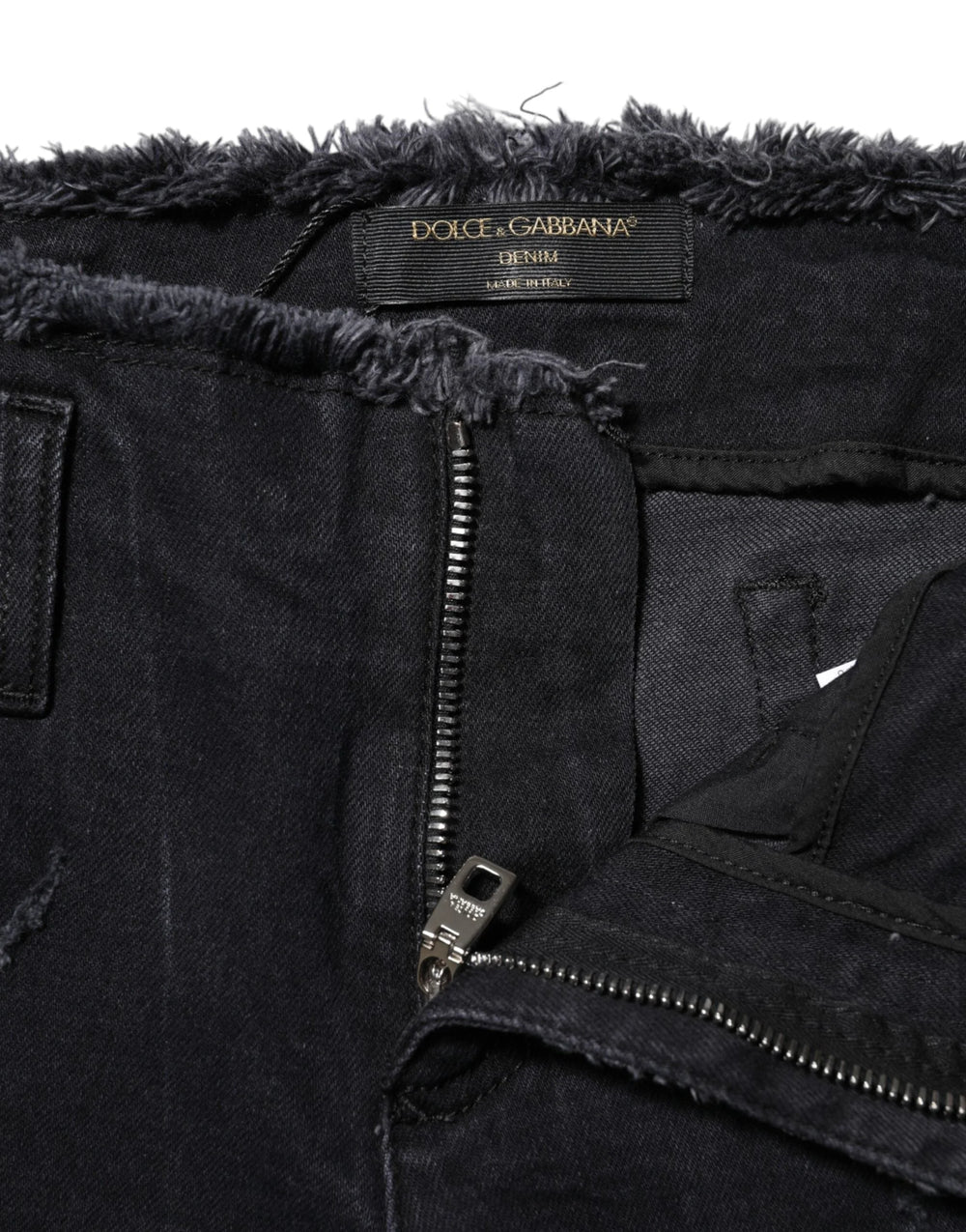Dolce & Gabbana Black Cotton Tattered Skinny Denim Jeans - IT40|S - Jeans