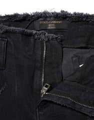 Dolce & Gabbana Black Cotton Tattered Skinny Denim Jeans - IT40|S - Jeans