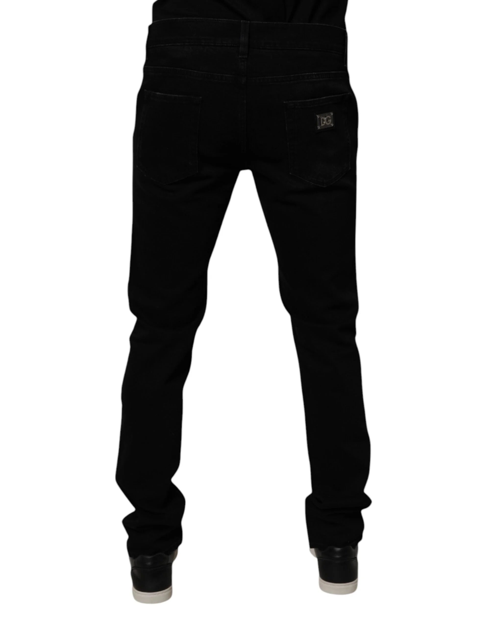 Dolce & Gabbana Black Cotton Tattered Skinny Men Denim Jeans - IT52 | XL - Jeans