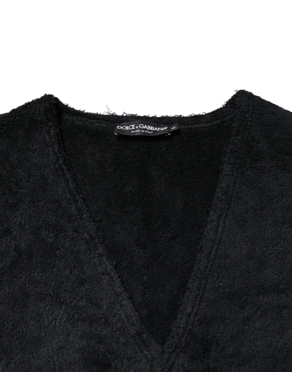 Dolce & Gabbana Black Cotton V-Neck Men Sweatshirt Sweater - IT46 | S