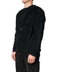 Dolce & Gabbana Black Cotton V-Neck Men Sweatshirt Sweater - IT46 | S
