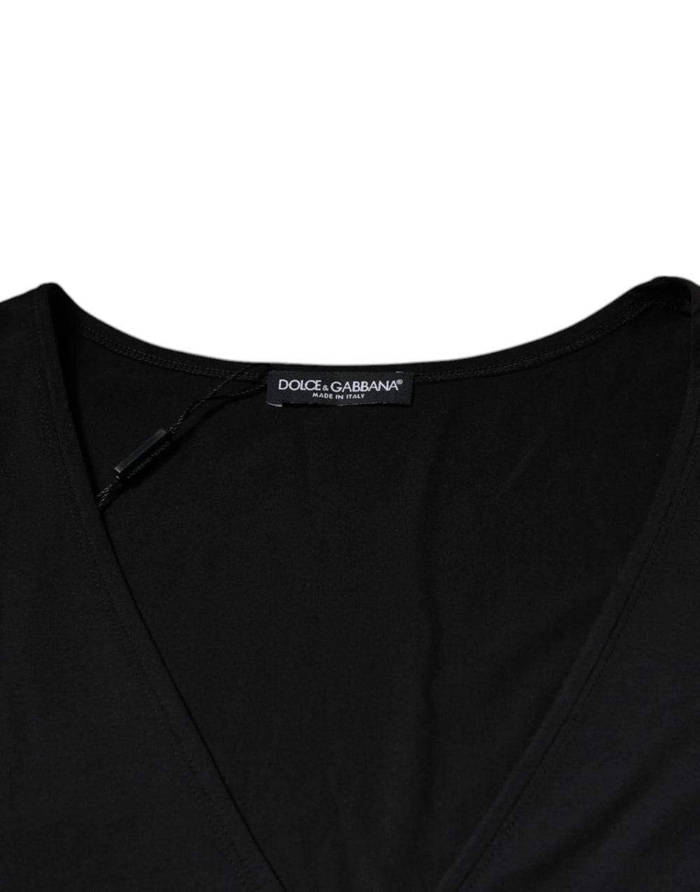 Dolce & Gabbana Black Cotton V-neck Short Sleeves T-shirt - IT54 | XL - T-Shirts
