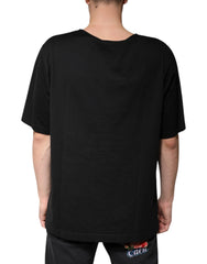 Dolce & Gabbana Black Cotton V-neck Short Sleeves T-shirt - IT54 | XL - T-Shirts