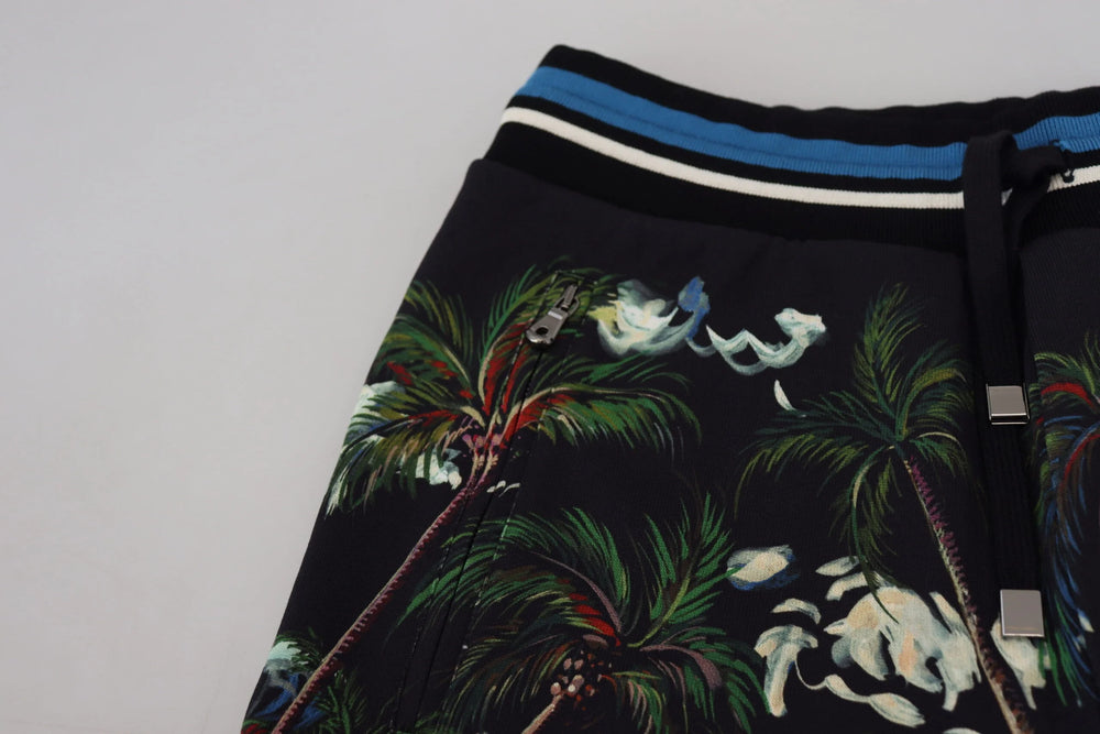Dolce & Gabbana Black Cotton Volcano Print Casual Shorts - IT44 | XS - Short Trousers