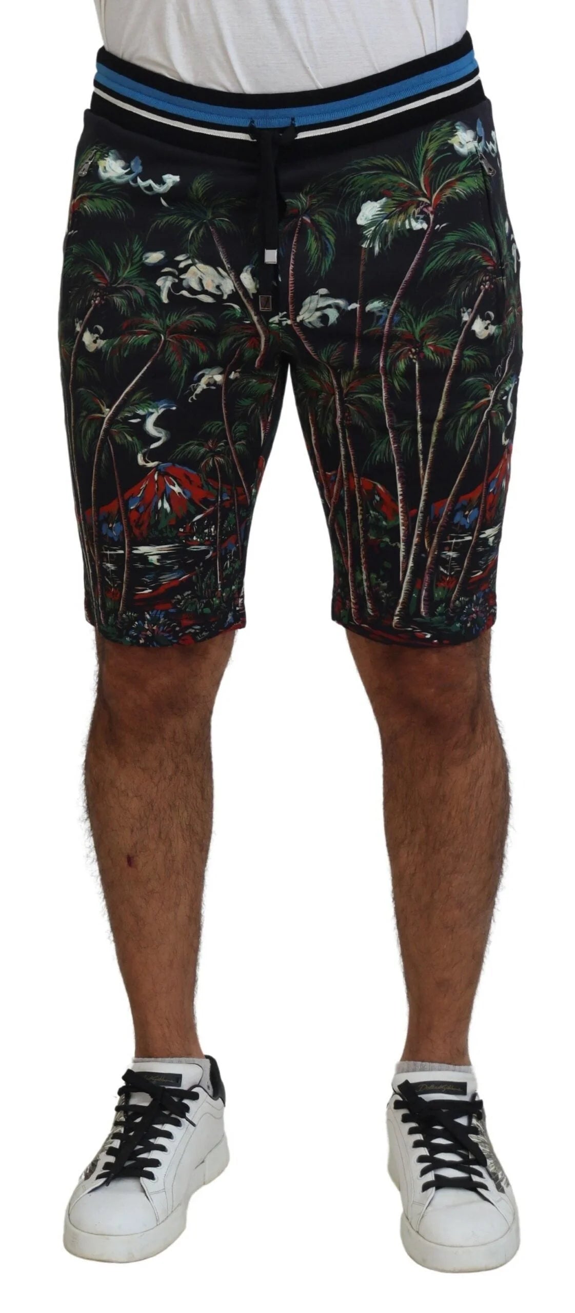 Dolce & Gabbana Black Cotton Volcano Print Casual Shorts - IT44 | XS - Short Trousers