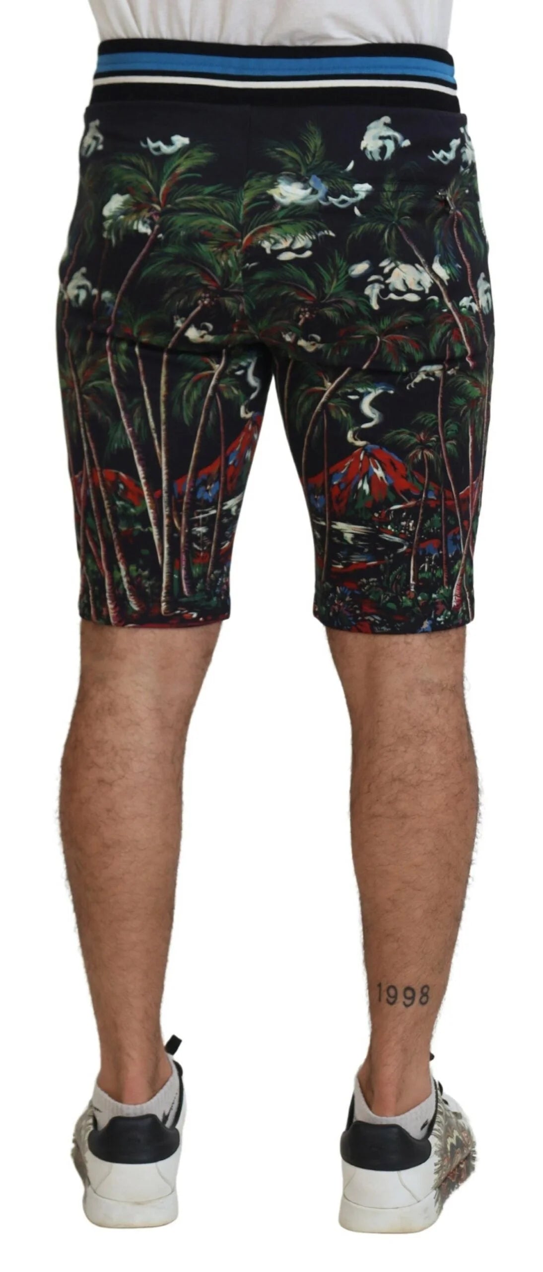 Dolce & Gabbana Black Cotton Volcano Print Casual Shorts - IT44 | XS - Short Trousers