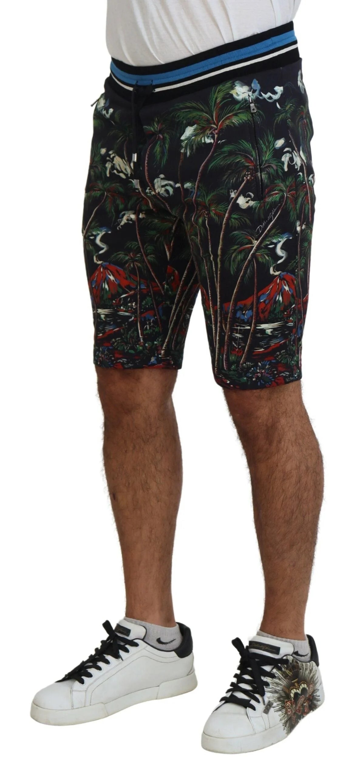 Dolce & Gabbana Black Cotton Volcano Print Casual Shorts - IT44 | XS - Short Trousers