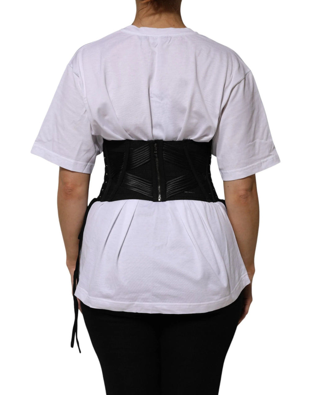 Dolce & Gabbana Black Cotton Waist LaceUp Strap Corset Belt