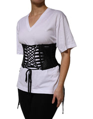 Dolce & Gabbana Black Cotton Waist LaceUp Strap Corset Belt
