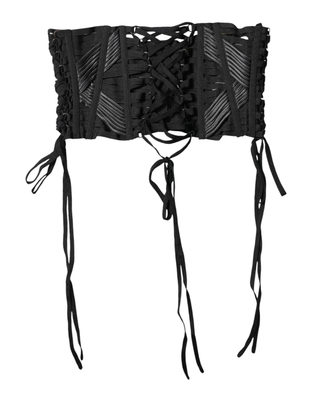 Dolce & Gabbana Black Cotton Waist LaceUp Strap Corset Belt - Belts