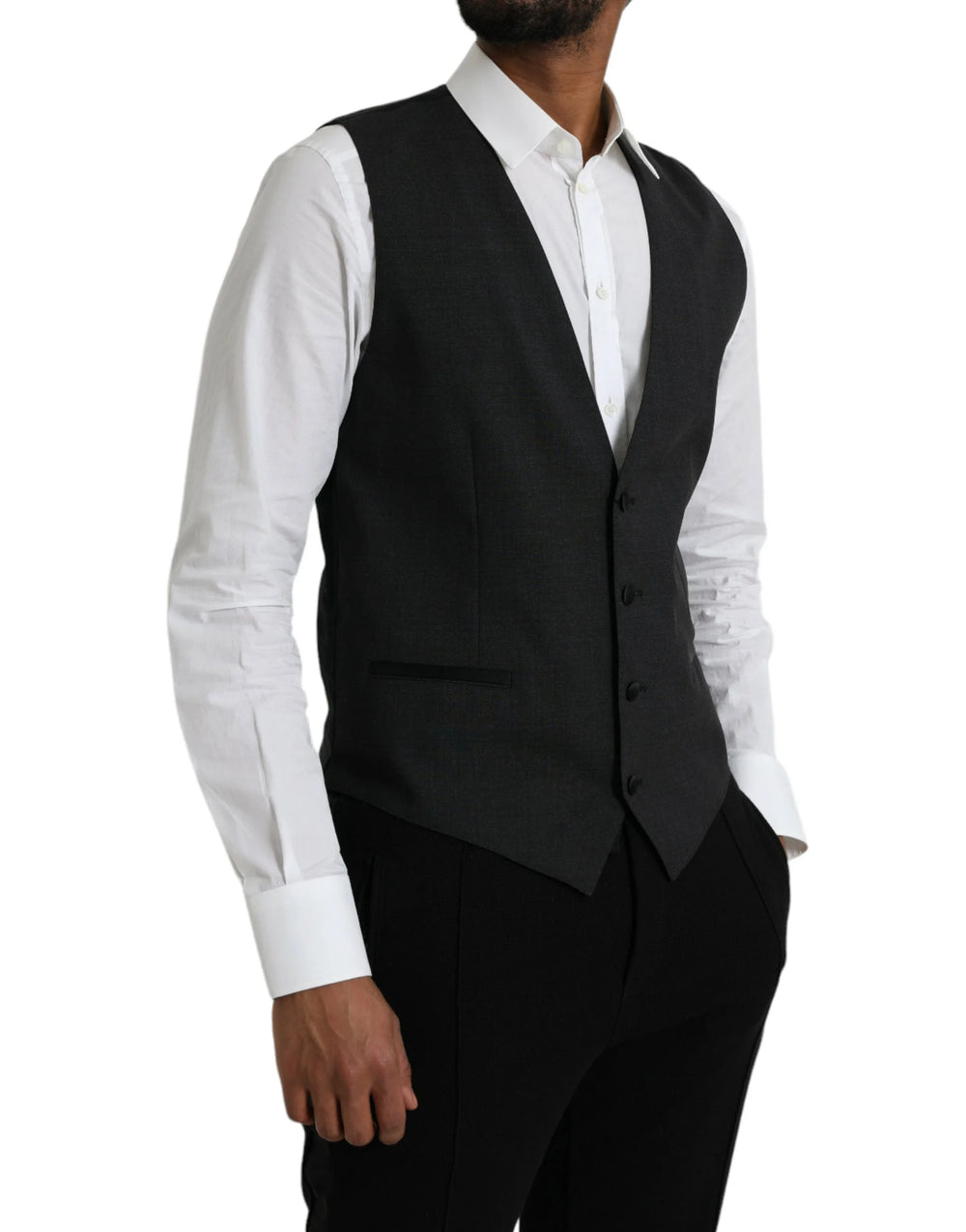 Dolce & Gabbana Black Cotton Waistcoat Dress Formal Vest - IT50 | L - Vests