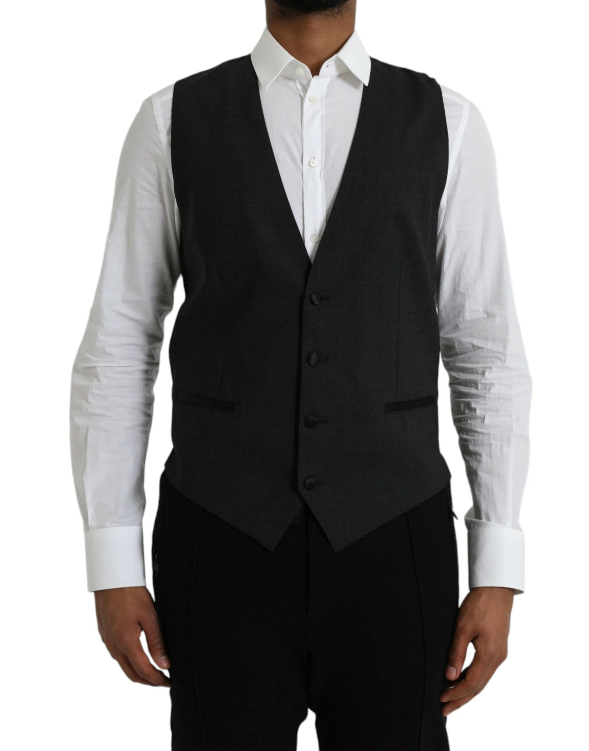 Dolce & Gabbana Black Cotton Waistcoat Dress Formal Vest - IT50 | L - Vests