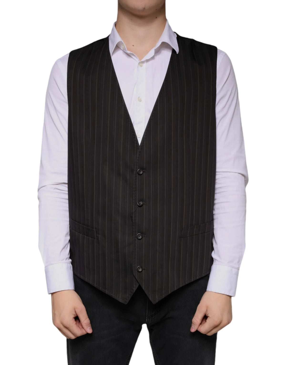 Dolce & Gabbana Black Cotton Waistcoat Dress Formal Vest - IT56 | XXL - Vests