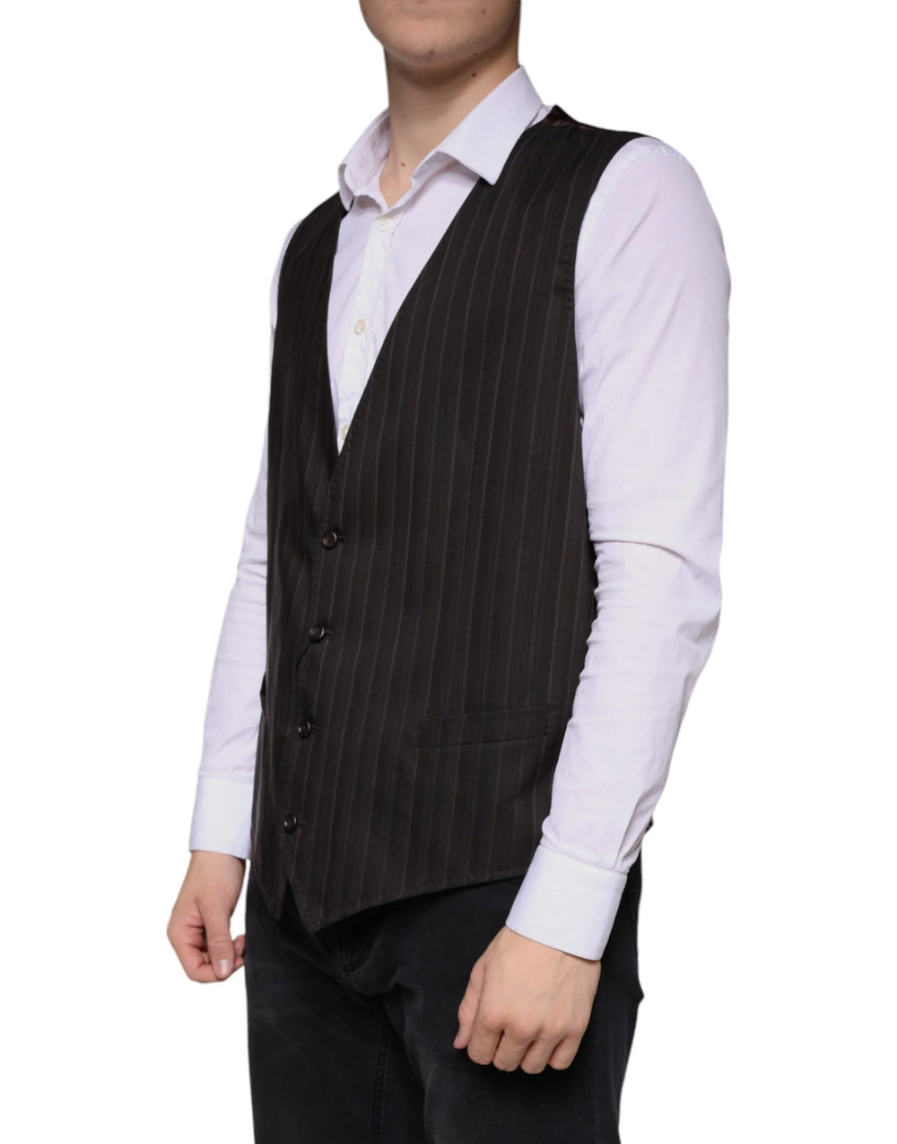 Dolce & Gabbana Black Cotton Waistcoat Dress Formal Vest - IT56 | XXL - Vests