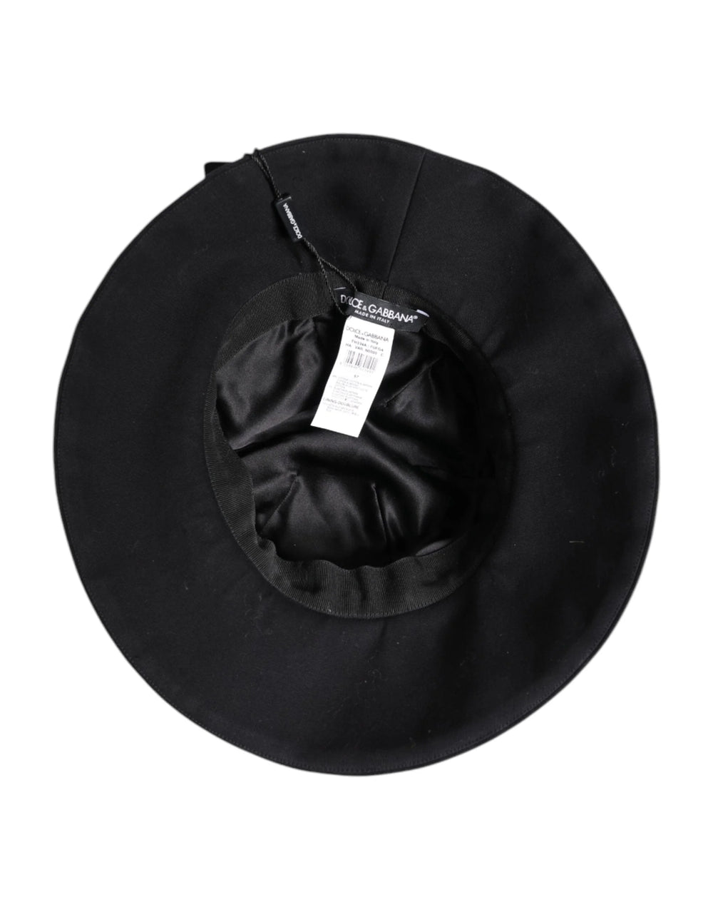 Dolce & Gabbana Black Cotton Wide Brim Bucket Hat - 57 cm|S - Bucket Hats