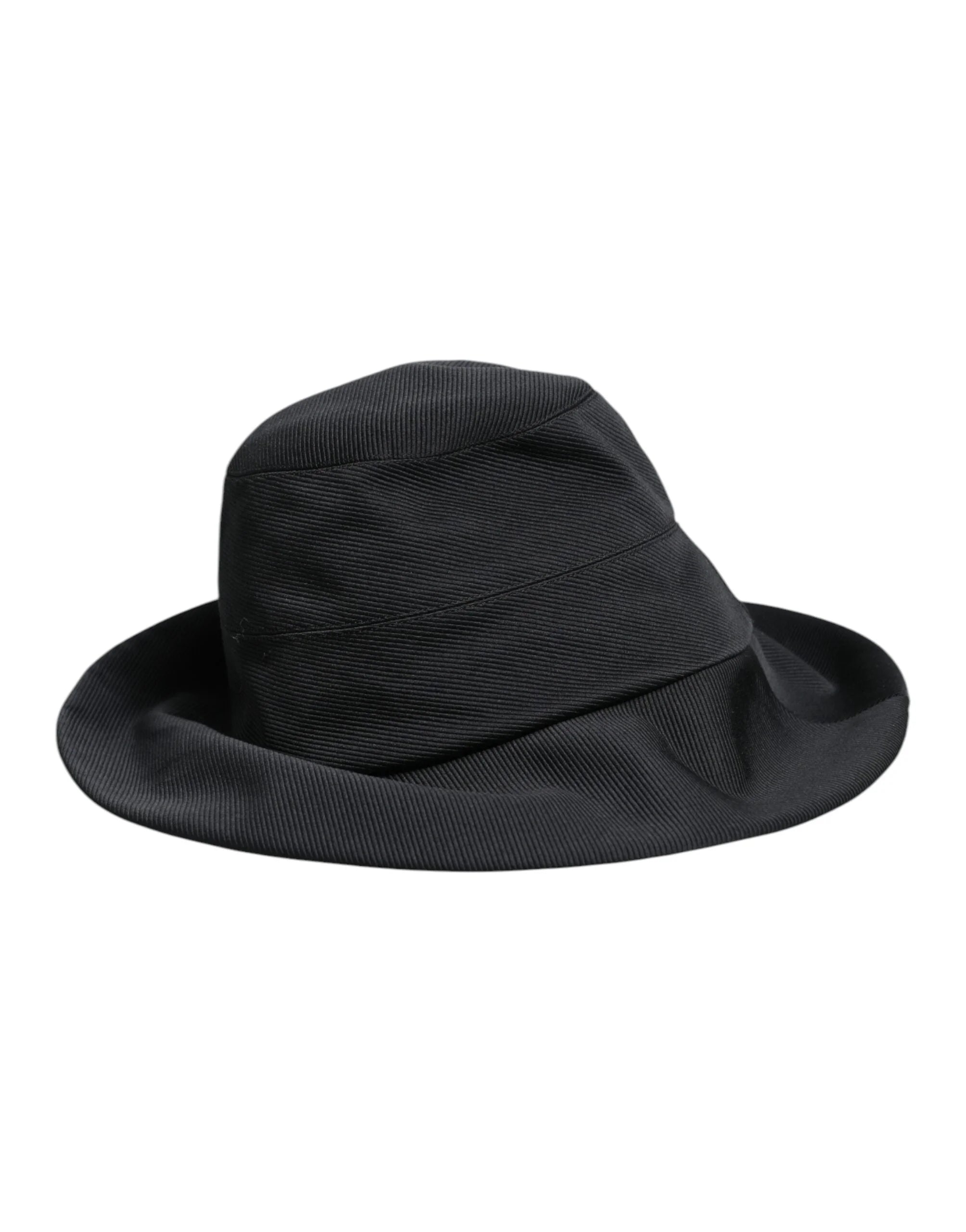 Dolce & Gabbana Black Cotton Wide Brim Fedora Hat - 57 cm|S - Fedoras