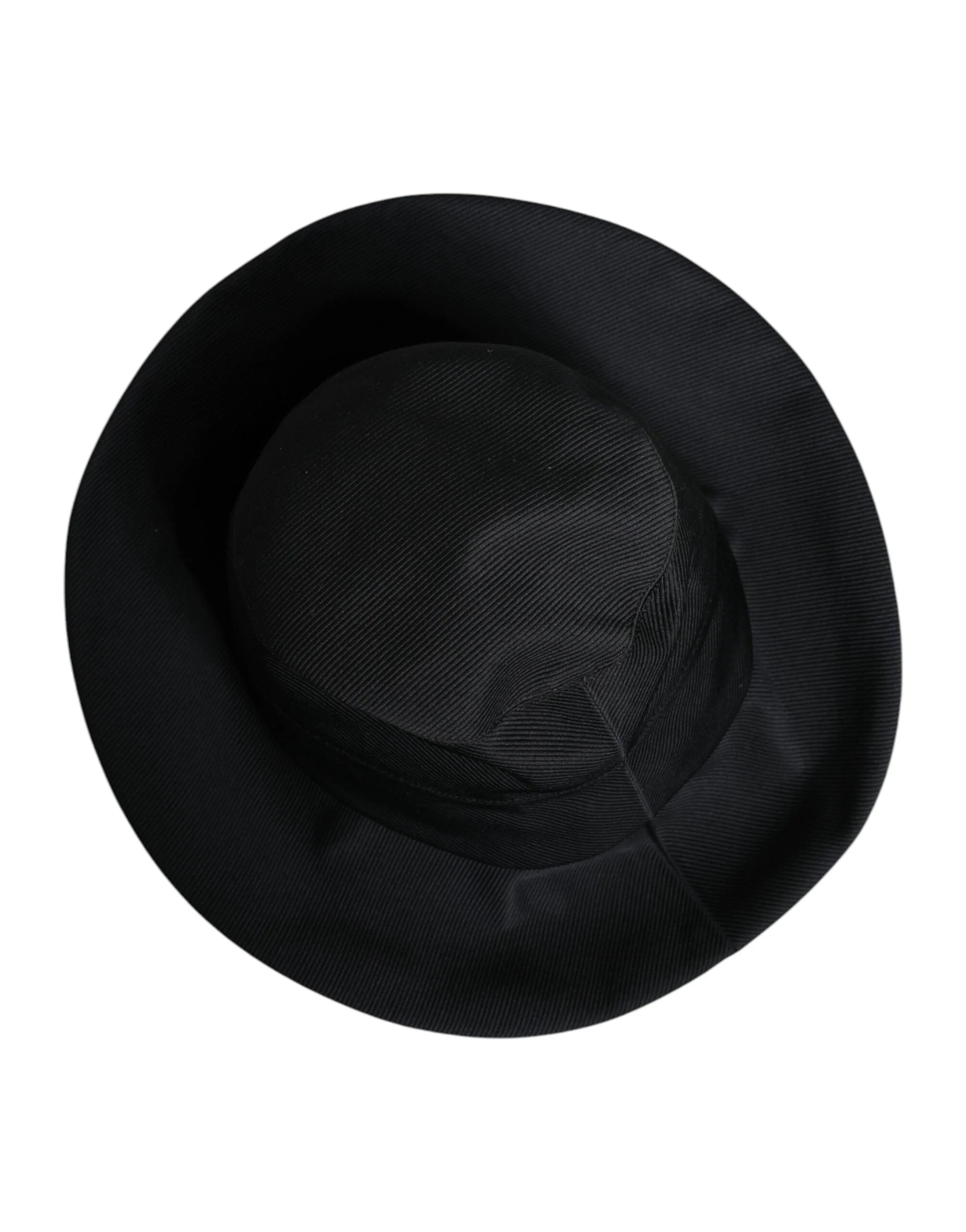 Dolce & Gabbana Black Cotton Wide Brim Fedora Hat - 57 cm|S - Fedoras